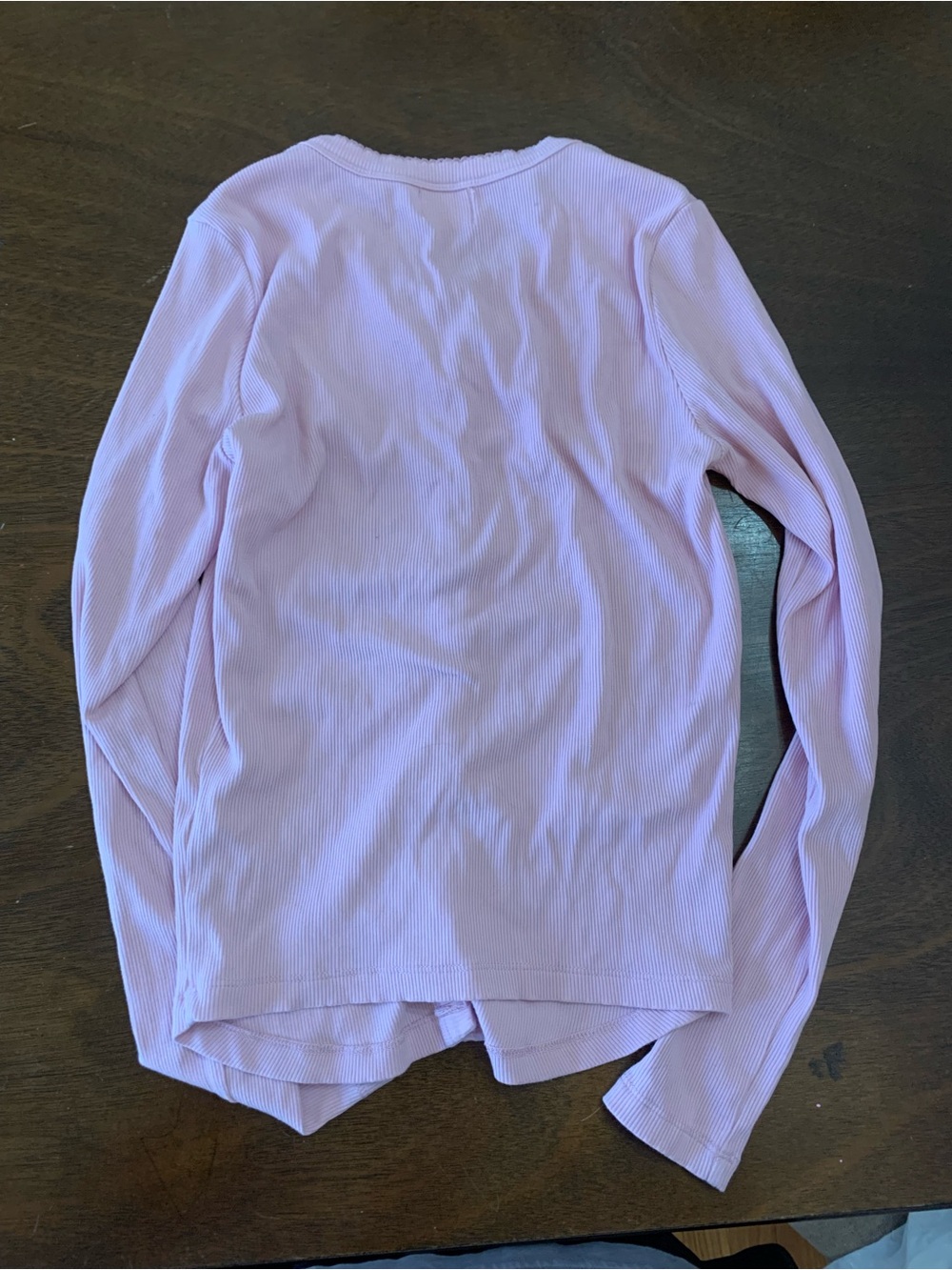 Slim Ribbed Button-Front Top - Pink - Picture 4 of 4